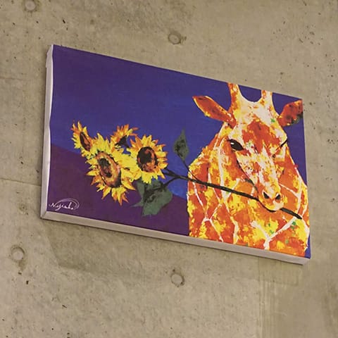 ファブリックパネル【NIJISUKE】Giraffe & Sunflower