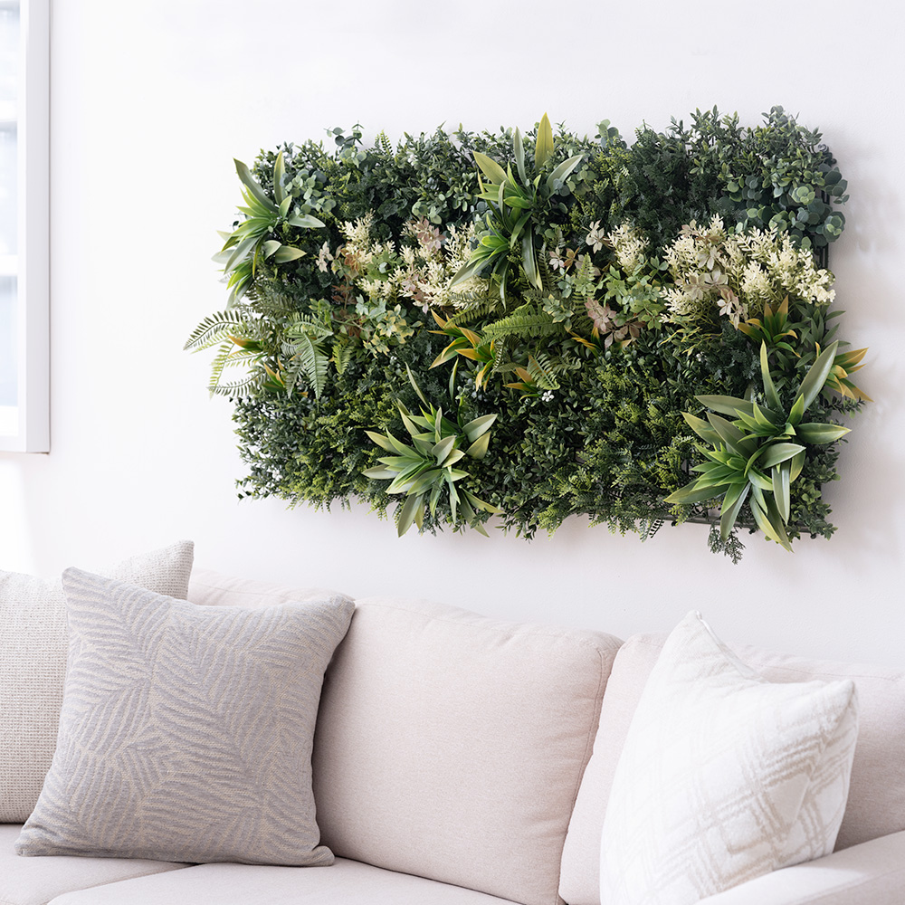 壁用フェイクグリーン グリーンウォール Euphoria・ユーフォリア 50×50cm ホワイトフラワーミックス